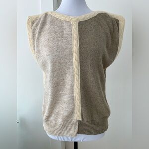 VINTAGE Surrey Classics Knit Vest Neutral Cable Knit Angora Detail Colourblock